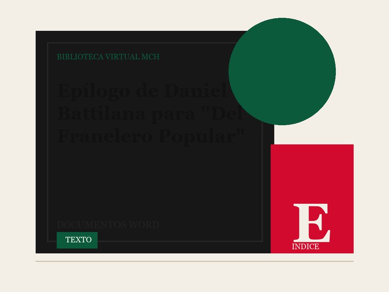 Portada de Epílogo de Daniel Battilana para “Del Franelero Popular